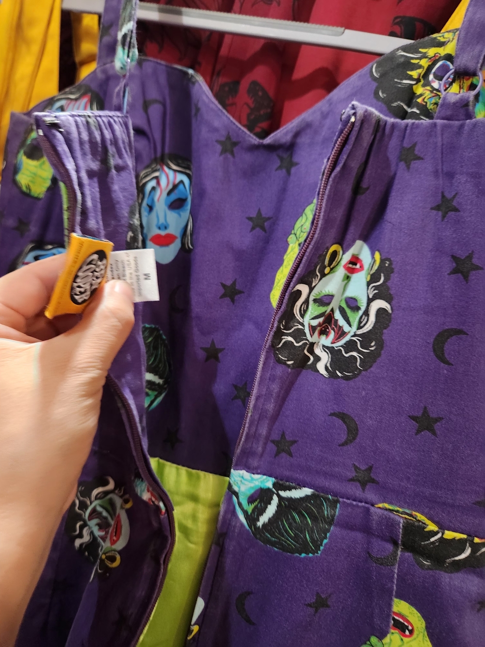 Vixen by Micheline Pitt Purple Mask Print Fit-and-Flare Dress - Picture 3 of 4